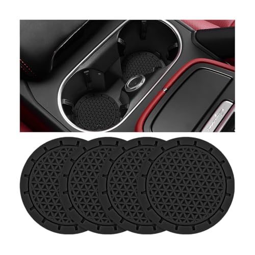 FALVFUN Car Cup Holder Coasters, 2 PCS Waterproof Non-Slip Sift Spill Proof Vehicle Cup Pad, Removable Recessed Automotive Interior Accessories, Universal for SUV RV Truck (Black)