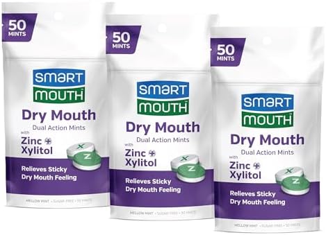 SmartMouth Dry Mouth Dual-Action Mints, Sugar-Free, 50 Count, 3-Pack
