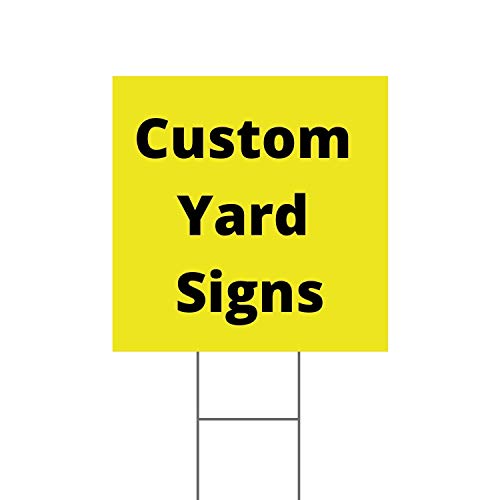 Custom Text Yard Sign with Stand 17.5" W x 19" H | Great for Yard Sales, Events, Directional Signs, Celebrations, Welcome Home Signs | Different Fonts and Colors Available | (Yellow)