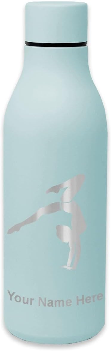 LaserGram Double Wall Stainless Steel Water Bottle, Gymnast Handstand, Personalized Engraving Included
