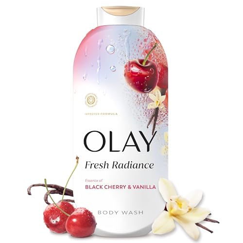 Olay Body Wash for Women Fresh Radiance 24/7 Skin-Loving Freshness Visibly Radiant Plant Based Cleansers Vitamin B3 & Antioxidant Blend For All Skin Types Black Cherry & Vanilla Scent 22 fl oz