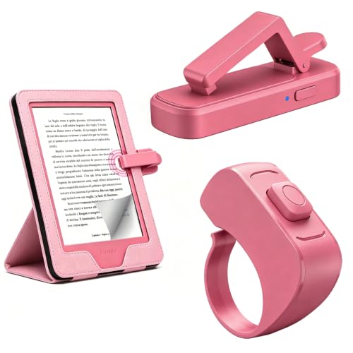 Image of Page Turner Ring for Kindle Paperwhite Oasis Scribe Kobo eReaders, Remote Control Page Turner for iPad iPhone Android Tablets E-Readers, Kindle Accessories for Thick Cases (Raspberry)