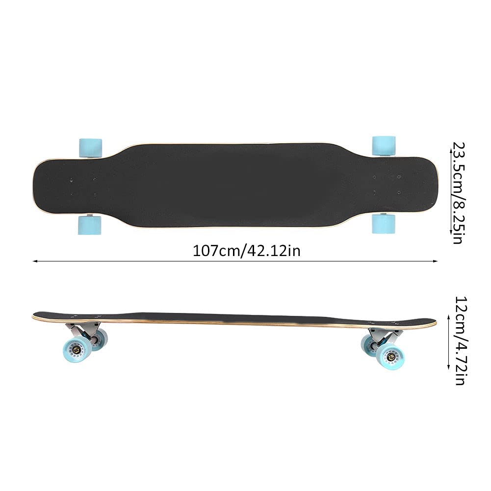 pour Adolescent, Longboard Professionnel en Bois D'érable Dur à Sept Couches, Charge Forte avec élasticité Douce pour Une Glisse Plus Stable