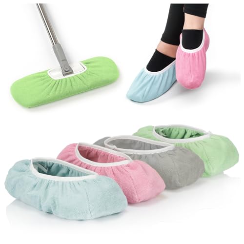 COM-FOUR® Fundas para mopa 4x en 4 colores - Fundas de repuesto de microfibra absorbente para limpieza de pisos húmedos y secos - Limpieza de calzado, lavables hasta 60 °C (4 piezas - colores sutiles)