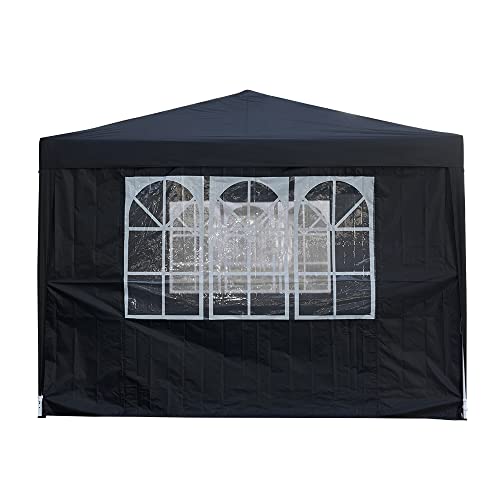 Panana Waterproof 3x3m,2.5x2.5m ,2x2m Pop Up Gazebo Party Tent BBQ Canopy Outdoor Awning w/ Side Walls3x3m Gazebo Party Tent BBQ Canopy Outdoor Awning w/ Side Walls, BLACK (GSGBZBBK01252501-MZUF) - Image 2