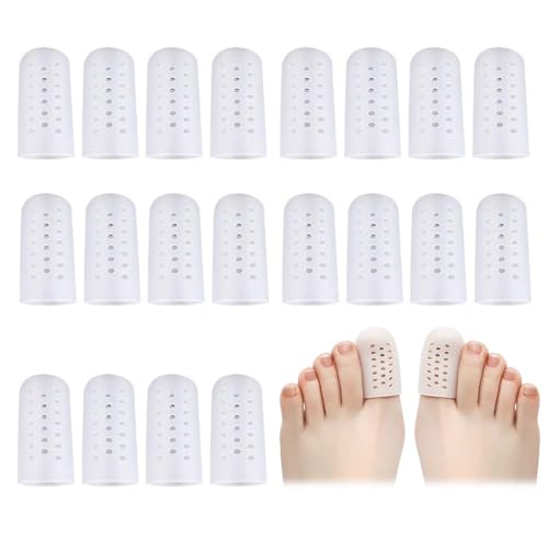 HABNI Ojo De Gallo - Protector Dedo Gordo Pie, 10 Piezas (Silicona) Punteras De Silicona Para Dedo Gordo, Mangas Transpirables, Evita Callos Y Ampollas (Blanco), Talla Única.