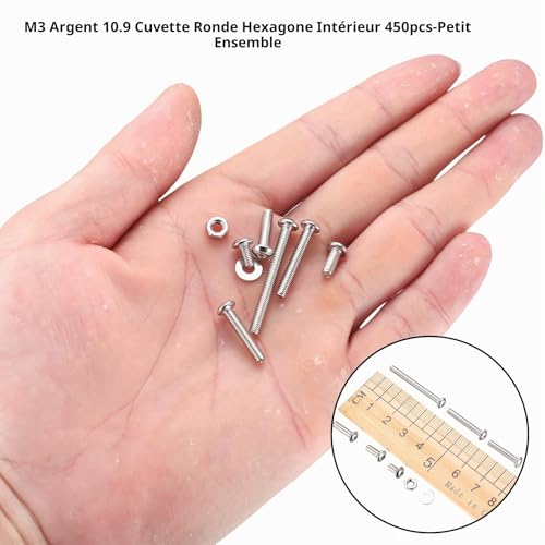 450 Pcs M3 Set di Vis et Écrous，Assortiment de Vis à Tête Creuse Hexagonale – vue 4
