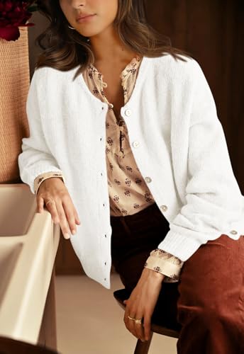 Image of PRETTYGARDEN Long Sleeve Crewneck Button Down Womens Sweaters Fall Open Front Chunky Cardigan Sweaters for Women 2026