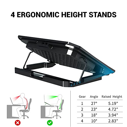 Ant Esports NC210 Gaming Notebook Cooler with 6 Cooling Fans for 10" - 15.6" Laptops, RGB Lights, 2 USB Ports - Image 3