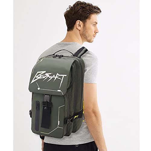 Be Smart Hiking Outdoor Travel Backpack With Cyberpunk Design, Water-Resistant Laptop Daypack Book Bag With Multi-Layer For Men & Woman (Army Green) #TOP1