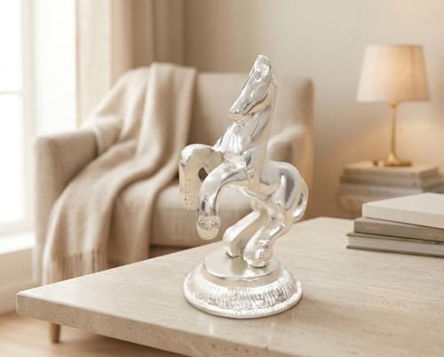 Image of KridayKraft Jumping Horse Metal Statue for Wealth Table Top Figurine for Living Room Bedroom Home Office Animal Decorative Showpiece Feng Shui Vanstu Sculpture for Gift Purpose. (Silver)