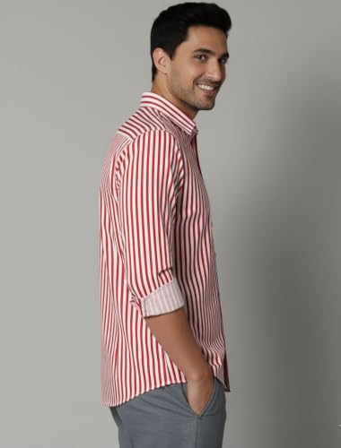 Image of U TURN Men's Casual Solid Stylish Formal Striped Plus Size Shirt for Men