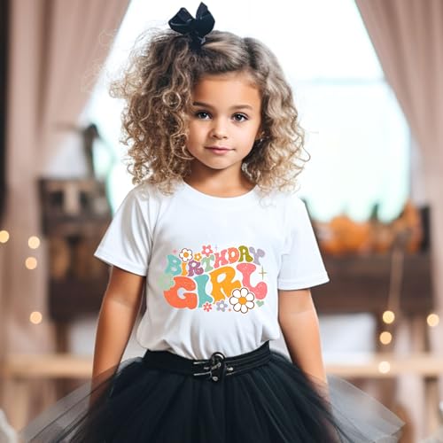 Image of Birthday Shirt Girls Toddler T-Shirts Unicorn Mermaid Birthday Tees Little Kids Top Outfit White Pink 2nd 3rd 4th 5th 6th 7th