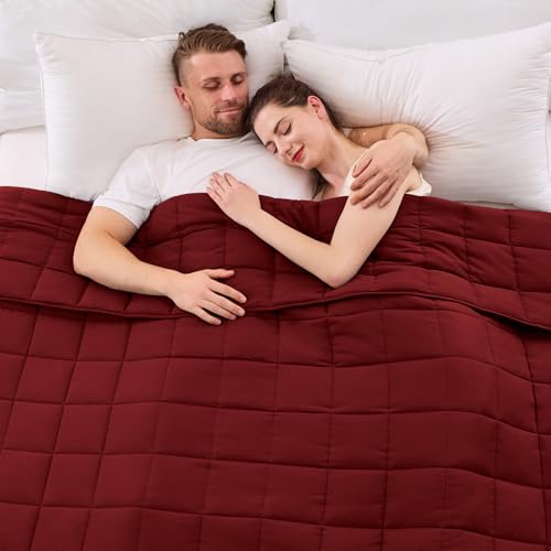 Image of yescool Weighted Blanket for Adults (30 lbs, 88 inch x 104 inch, Red) Cooling Heavy Blanket for Sleeping Perfect for 290-310 lbs, King Size Breathable Blanket with Premium Glass Bead