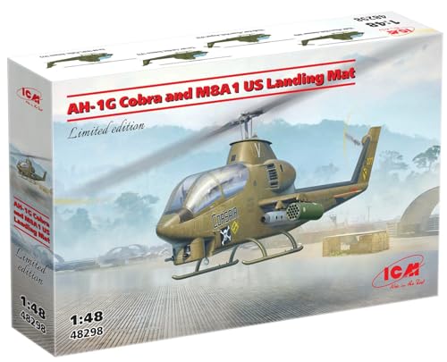 Kit AH-1G Cobra ICM 1:48 avec base texturée en plaques perforées métalliques M8A1