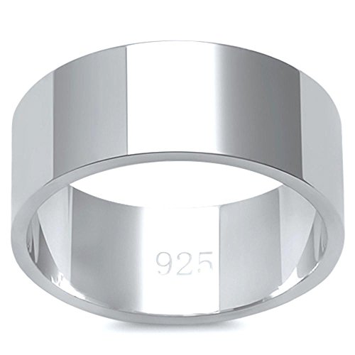 CloseoutWarehouse 925 Sterling Silver Flat Plain Bridal Band Ring 8MM