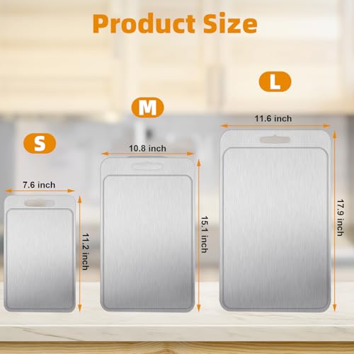 3Pcs Titanium Cutting Boards - 100% Pure Titanium, Double-Sided, Food Grade, Rust-Proof, Durable, Perfect for Meat, Fruit & Vegetables - Premium Kitchen Cutting Mat Holiday Gifts for Women Wife miniatura 2