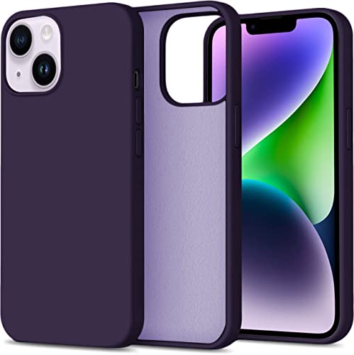 Image of DIZORO Microfiber Candy Case Compatible for iPhone 14, Shockproof Slim Back Cover Liquid Silicone Case (Deep Purple)