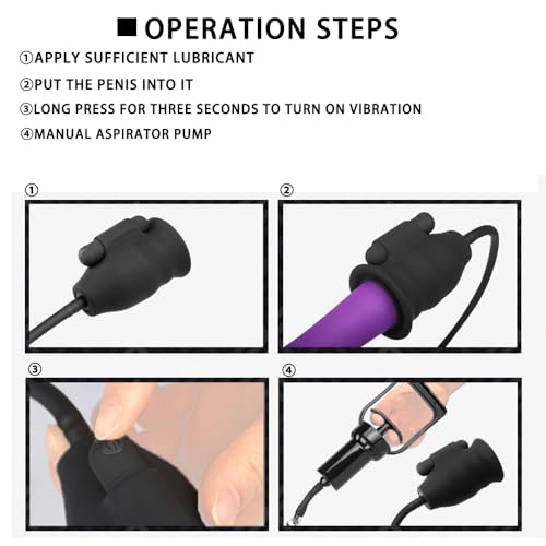 Guspiun Manuelle Vakuumpumpe für Männer Eichel Vibration Masturbator mit 10 Vibrationsmodi Penis-Stimulator Erotik Training Sexspielzeug für Penisverlängerung Erektion Impotenzhilfe – Bild 4