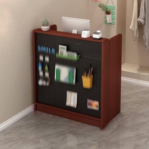 Moderno escritorio de recepción blanco de 60 cm con paneles de privacidad, soporte para caja registradora, 3 cajones y 2 estantes, sistema de almacenamiento para oficina y salón, elegante y funcional