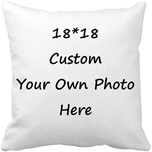 KOOK Design Your Own Photo Pillowcase Two-Sides Printed Cushion Covers Custom Throw Pillow Cases (18x18)