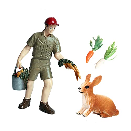 Generic Simulierte Bauernhoftiere Figuren Spielzeug Farmer Keeper Lernspielzeug Landschaft Mikrolandschaft Dekorszenen…