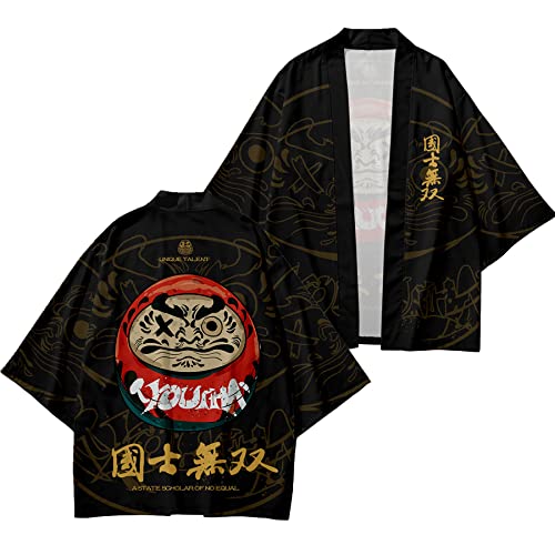 Chaqueta estampada estilo chino DOSLAVIDA conjunto de kimono japonés con parte delantera abierta 2