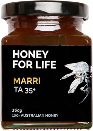 Honey for Life Marri Honig TA35+ ~ 2x stärker als Manuka Honig 550 MGO (= MGO 1125+) | Westaustralien Rohhonig, Zertifiziert im Glas | Übertrifft Honig Manuka Honig 1000 MGO - 260g