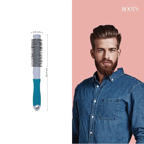 Image of ROOTS Professional Barrel Hair Brush | For Blow Drying & Volumizing | With Ceramic Barrel, Nylon Bristle & RubberGrip Handle | For Women's Wavy & Curly Hair | Length - 10.39 Inch, Model No - PEC25