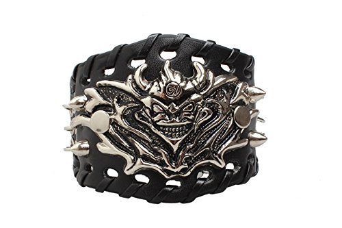 Ultra Hell Demon Leather Goth Steampunk Bracelet Emo Punk Cyber Wrist Cuff Mens Womens Wristbands Biker Rock Vintage Gothic Style Adult Mens Bracelets Womens Bracelet Wrist Band Cyber Goth steampunk buy now online