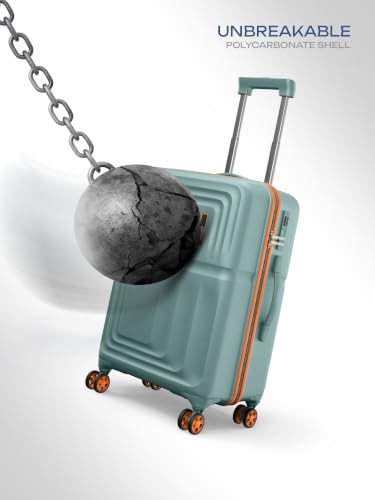 Image of Safari Roma Hard Luggage Trolley Bag with 8 Wheels Medium Size Check-in Suitcase - Sage Green