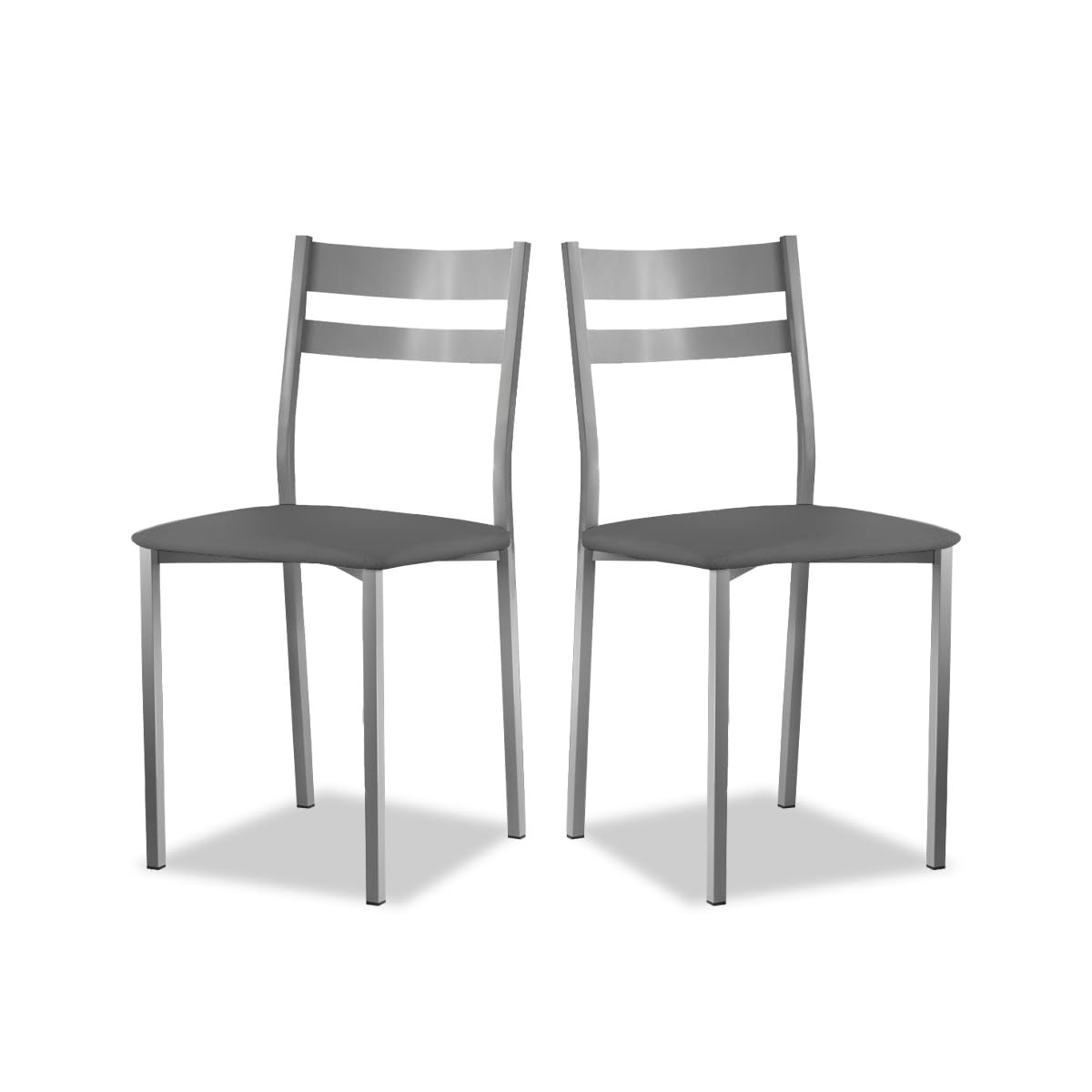 ASTIMESA SCRFGR Due sedie da Cucina, Metallo Pelle Sintetica Alluminio, Grafite, Altura de asiento 45 CMS