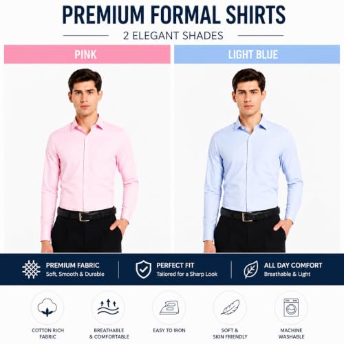 Image of Men's Solid Formal Shirt | Premium Cotton Rich Full Sleeves Shirt | Comfort Fit Office Wear Shirt with Single Chest Pocket | Stylish Casual & Formal Shirt for Men