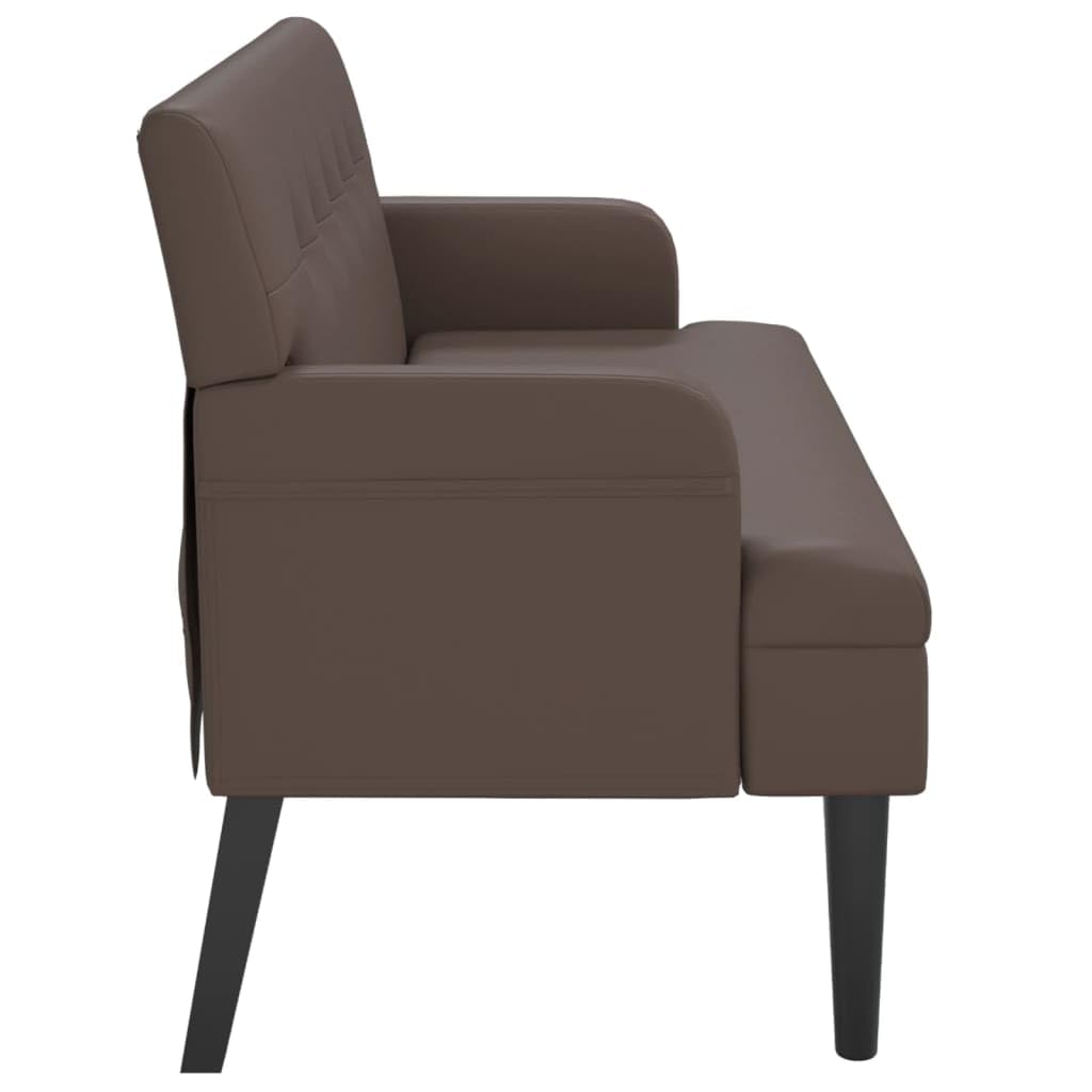 Festnight Sitzbank mit Rückenlehne Sofabank mit Armlehne 2 Sitzer Sofa Polsterbank Loungesofa Küchensofa Kunstleder Flurbank Esszimmerbank Essbank Ledersofa Küchenbank Bank Küche Braun