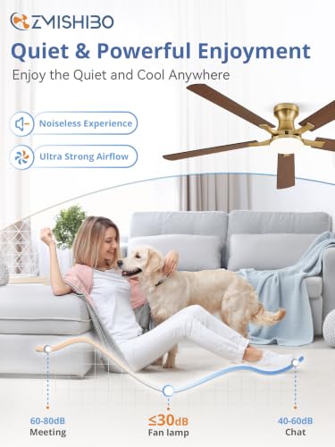 Image of ZMISHIBO 60 Inch Ceiling Fans with Lights, Remote&App Control, Flush Mount