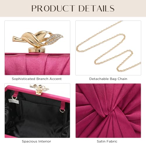 Image of CHUNLI Satin Clutch Bag, Elegant Clutch Purse for Women, Gold Evening Bags