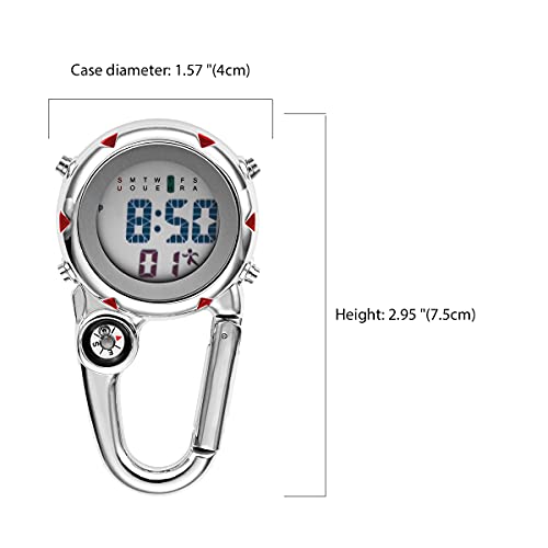 Image of JewelryWe Men Women Digital Clip Watch Mini Microlight Backpack Buckle Belt fob Watches for Rock Climbing Doctors Nurses Chefs for Mother's Day