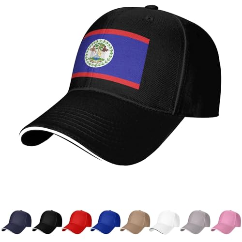 Chapeau drapeau du Belize Casquettes béliziennes pour homme femme drapeau du Belize casquette de baseball Trucker Dad Hat, Noir , Taille unique