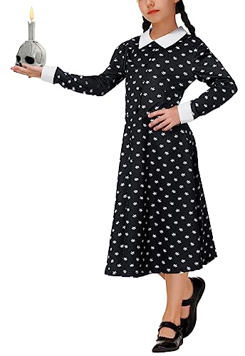 Remimi Halloween Girls Dresses Family Party Long Sleeve Black Dress 3-14 Years3