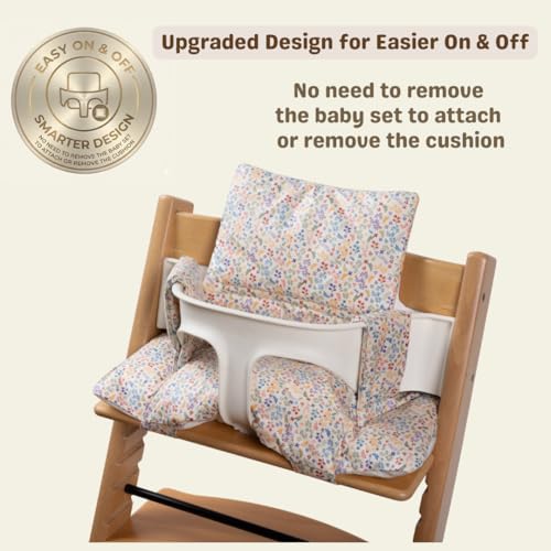 Image of Waterproof & Compatible Stokke Tripp Trapp Cushion Set - Easy to Clean Stokke Tripp Trapp Newborn Set - 100% Cotton Stokke High Chair Cushion Set (Pink Bunny / 49.5 Counts)