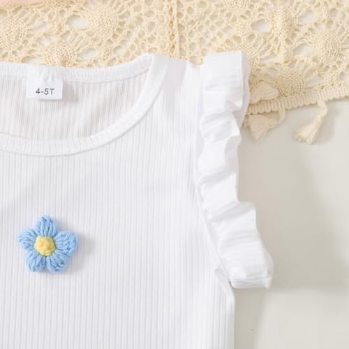 Image of Ayzozuy Kid Girl Clothes Shorts Set 2 Piece Outfits Summer Casual Short Sleeve Top and Shorts Set for Girls 4-7