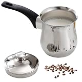 Turkish Coffee Pot 180ml Stainless Steel Coffee Pot With Anti-Scalding Handle Easy To Use Arabic Coffee Pot With Lid