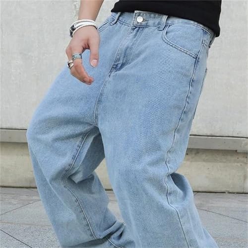 Men's Spring Fall Jeans – Baggy Oversize Straight Loose Wide-Leg Denim Pants, Casual Solid Streetwear3