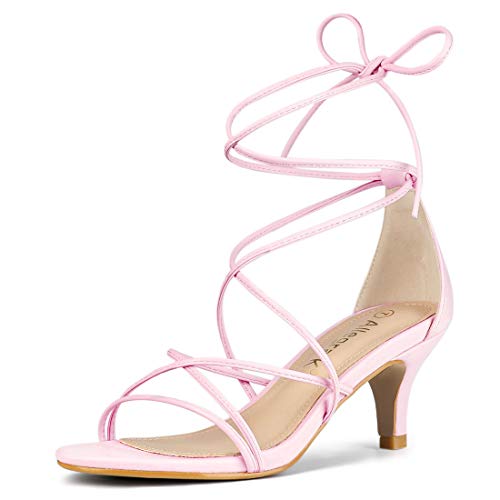 Sandales à lacets rose clair Allegra K pour soirées d'été et cocktails élégants