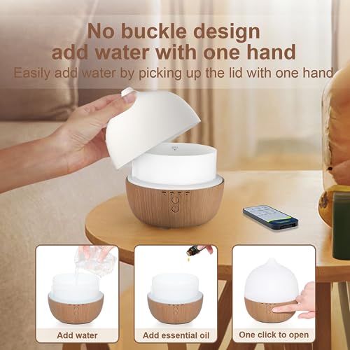 Haoday 300Ml Essential Oil Diffuser With Remote Control - 3 In 1 Ultrasonic Humidifier And Vaporizer For Essential Oils, Aroma Diffusers With 7 Led Colors, Adjustable Cool Mist, Timer & Auto Shut-Off #TOP3