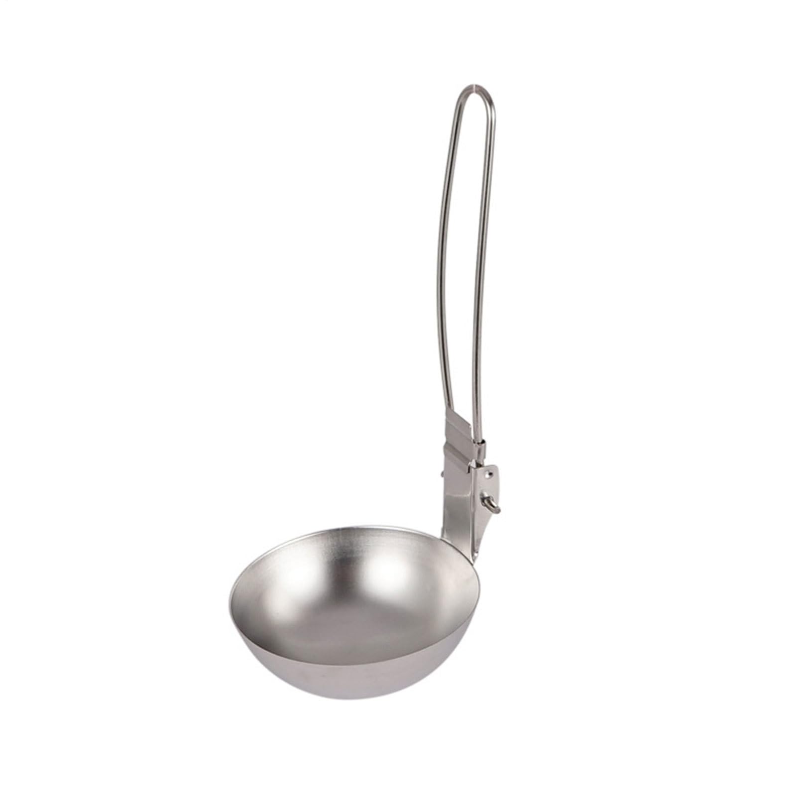 collapsibble Soup Spoon - Compact Metal Serving Utensil | Foldable Outdoor Cooking Strainer Spatula, Portable Stew and Gravy Dipper Tool for Backpacking BBQ and campp Kitchen Gear