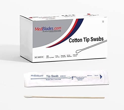Box of 100 6" GAMMA STERILIZED Individually Wrapped Single Sterile Cotton 1 Each Tip Swab Applicators Wood Handle Nasal Swab Ointment Applicator
