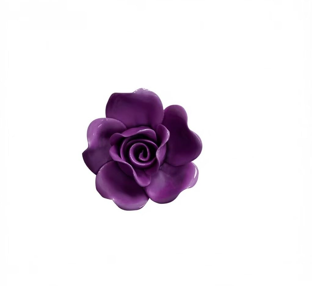Ceramic Flower Wall Art Decor, Artificial Flower Wall Sculpture,Handmade Ceramic Flowers for Home,Hallway,Living Room, Kitchen,Bathroom (Purple,Rose, 2.76")