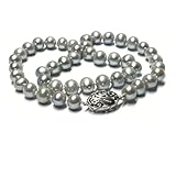 Perlenkette grau Schließe 925 Silber rhodiniert Süßwasserzuchtperle 10mm 50cm