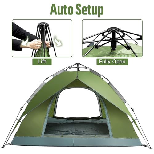 Image of Night Cat Instant Popup Tents 2-3 Persons with Footprint Tarp Easy Setup Camping Tent with Rainfly Double Layers Waterproof Automatic Hydraulic Mechaism